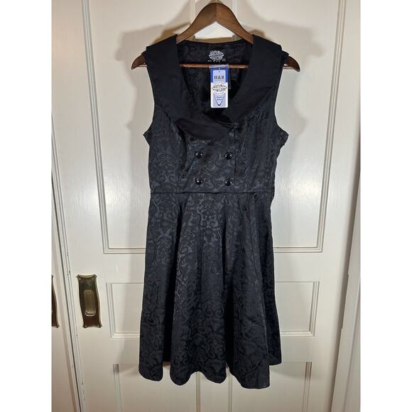 Hearts & Roses Goth Brocade Fit and Flare Dress Womens Size 10 Black NWT - Picture 3 of 12